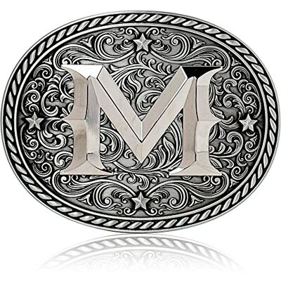 Itera Western Cowboy/Cowgirl Initial Belt Buckle-Silver- Large Letter Buckles for Men and Women Custom Girls/Boys Itera Western Cowboy/Cowgirl Initial Belt Buckle-Silver- Large Letter Buckles for Men and Women Custom Girls/Boys