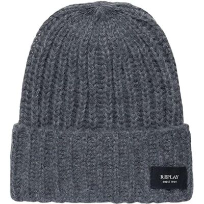 Replay Unisex stickad mössa med kuvert, grå melange 0026 (grå), en storlek, 0026 charcolal grå melange, one size Replay Unisex stickad mössa med kuvert, grå melange 0026 (grå), en storlek, 0026 charcolal grå melange, one size