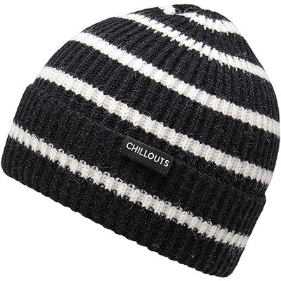 CHILLOUTS Twotone Stripes Mössa Damer/Herrar vintermössa med uppvik höst-vinter Vinter One Size svart-vit CHILLOUTS Twotone Stripes Mössa Damer/Herrar vintermössa med uppvik höst-vinter Vinter One Size svart-vit