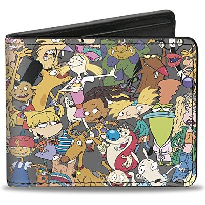 Buckle-Down Pu Bifold Nick 90's Rewind Mutli Character Mash Up Collage Gray Bifold Wallet, Nickel 'Sample Rewind, 4.0 X 3.5 US Buckle-Down Pu Bifold Nick 90's Rewind Mutli Character Mash Up Collage Gray Bifold Wallet, Nickel 'Sample Rewind, 4.0 X 3.5 US