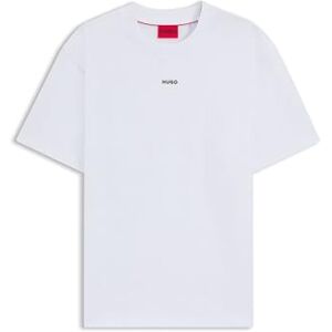HUGO Herr Dapolino avslappnad passform T-shirt i bomull med logotyptryck, vit100, XL HUGO Herr Dapolino avslappnad passform T-shirt i bomull med logotyptryck, vit100, XL