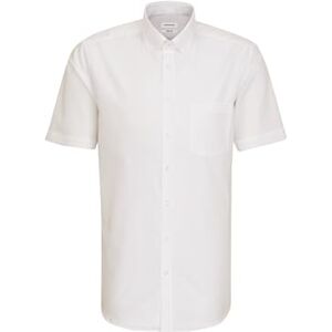 Seidensticker Silkesdekal herr affärsskjorta – normal passform – strykfri – knappnedknäppt krage – kortärmad – 100% bomull, Vit (vit 01), 48 Seidensticker Silkesdekal herr affärsskjorta – normal passform – strykfri – knappnedknäppt krage – kortärmad – 100% bomull, Vit (vit 01), 48