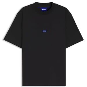 HUGO herr Nieros bomullströja t-shirt med blå logotyplapp, Svart, L HUGO herr Nieros bomullströja t-shirt med blå logotyplapp, Svart, L