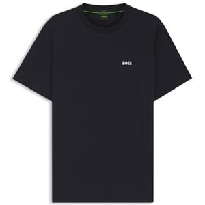 Boss T-shirt för män, normal passform, stretch bomull med kontrastlogotyp, Mörkblå402, S Boss T-shirt för män, normal passform, stretch bomull med kontrastlogotyp, Mörkblå402, S