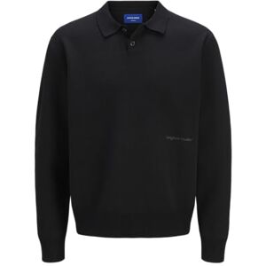 JACK & JONES Jorvesterbro Knit Ls Polo, svart, XS JACK & JONES Jorvesterbro Knit Ls Polo, svart, XS
