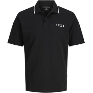 JACK & JONES Jcostance Print Polo Ss, svart, S JACK & JONES Jcostance Print Polo Ss, svart, S