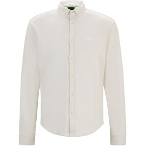 Boss Herr B Motion Regular Cotton Mesh-skjorta för män, Open White131, L Boss Herr B Motion Regular Cotton Mesh-skjorta för män, Open White131, L
