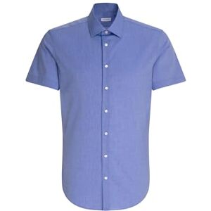 Seidensticker Silkesdekal herr affärströja – formad passform – strykfri – Kent krage – kortärmad – 100% bomull, Blå (medelblå 14), 42 Seidensticker Silkesdekal herr affärströja – formad passform – strykfri – Kent krage – kortärmad – 100% bomull, Blå (medelblå 14), 42