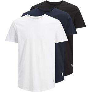 JACK & JONES T-shirt för män 3-pack enfärgad T-shirt med rund hals, Vit, XL JACK & JONES T-shirt för män 3-pack enfärgad T-shirt med rund hals, Vit, XL