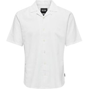 Only & Sons Onscaiden Ss Solid Resort Linen Noos kortärmad skjorta, Vit, XL Only & Sons Onscaiden Ss Solid Resort Linen Noos kortärmad skjorta, Vit, XL