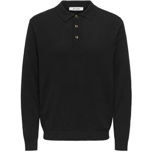 Only & Sons Onsloui Reg 12 Ls Mel Polo Knit, svart, XXL Only & Sons Onsloui Reg 12 Ls Mel Polo Knit, svart, XXL