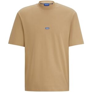 HUGO Nieros bomullströja för män med logotypmärke, Medium Beige 269, 3XL HUGO Nieros bomullströja för män med logotypmärke, Medium Beige 269, 3XL
