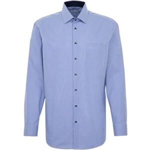 Seidensticker Silkesdekal herr affärsskjorta vanlig långärmad krage strykfri 100% bomull, Mellanblå, 48 Seidensticker Silkesdekal herr affärsskjorta vanlig långärmad krage strykfri 100% bomull, Mellanblå, 48