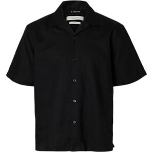 SELECTED MEN Slhrlxclay linenblend Ss Shirt Res Noos, svart, L SELECTED MEN Slhrlxclay linenblend Ss Shirt Res Noos, svart, L