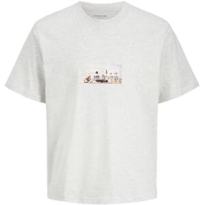 JACK & JONES Jcotier foto tryck tee Ss crew neck, Vit melange, L JACK & JONES Jcotier foto tryck tee Ss crew neck, Vit melange, L