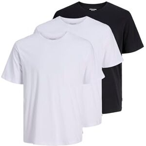 JACK & JONES män organisk basic O-krage lätt rund hals 3-pack t-shirt, Vit/Vit/Svart, XS JACK & JONES män organisk basic O-krage lätt rund hals 3-pack t-shirt, Vit/Vit/Svart, XS