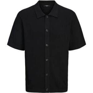 JACK & JONES Herr Jprblajones Knit Polo Ss, svart, XS JACK & JONES Herr Jprblajones Knit Polo Ss, svart, XS