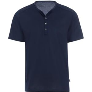 Trigema T-shirt för män med knappslå deluxe bomull, marinblå, XL Trigema T-shirt för män med knappslå deluxe bomull, marinblå, XL