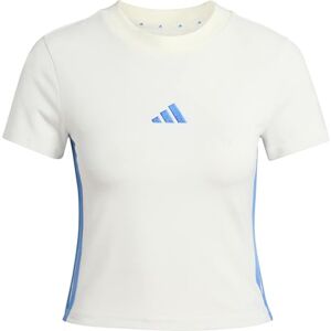 adidas Kobiety ESSENTIALS 3 STRIPES SLIM BABY T-SHIRT, off white/ray blue, M adidas Kobiety ESSENTIALS 3 STRIPES SLIM BABY T-SHIRT, off white/ray blue, M