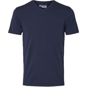 SELECTED HOMME Herr vald V-ringad T-shirt enfärgad basic kortärmad skjorta SLHNEWPIMA Stretch bomull, Blå (marinblå blazernavy blazer), M SELECTED HOMME Herr vald V-ringad T-shirt enfärgad basic kortärmad skjorta SLHNEWPIMA Stretch bomull, Blå (marinblå blazernavy blazer), M