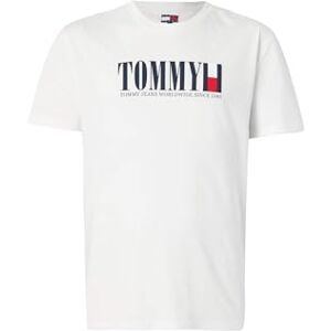 Tommy Jeans herr t-shirt kortärmad flagga T-shirt normal passform, Vit, XS Tommy Jeans herr t-shirt kortärmad flagga T-shirt normal passform, Vit, XS