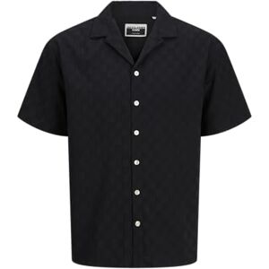 JACK & JONES Jcosago Texture Shirt Ss, svart, S JACK & JONES Jcosago Texture Shirt Ss, svart, S