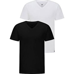 Lee Herr twin Pack V Neck svart vit T-shirt, Svartvit, XXL Lee Herr twin Pack V Neck svart vit T-shirt, Svartvit, XXL