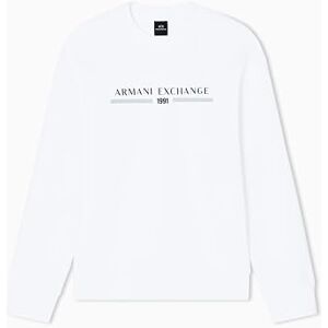 Giorgio Armani herr långärmad stor front logo avslappnad passform, tröja, vit tröja i storlek XL, Vit, XL Giorgio Armani herr långärmad stor front logo avslappnad passform, tröja, vit tröja i storlek XL, Vit, XL