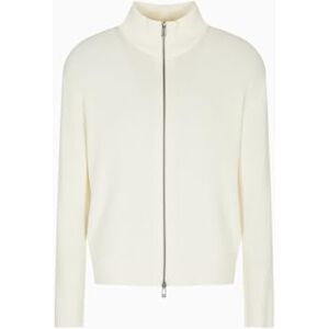 Giorgio Armani Herr långärmad rygglogotyp med dragkedja stängning, cardigan tröja, off white, L, Vit, L Giorgio Armani Herr långärmad rygglogotyp med dragkedja stängning, cardigan tröja, off white, L, Vit, L