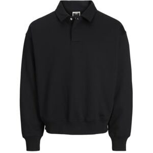 JACK & JONES Jcoconcrete Polo Sweat, svart, M JACK & JONES Jcoconcrete Polo Sweat, svart, M
