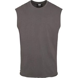 Urban Classics Ärmlös T-shirt för män, träningsväst med rund hals och rullad fåll, löst linne, 100% jersey-bomull, svart, storlek: S, Mörkskugga, M Urban Classics Ärmlös T-shirt för män, träningsväst med rund hals och rullad fåll, löst linne, 100% jersey-bomull, svart, storlek: S, Mörkskugga, M