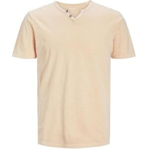 JACK & JONES Herr Grund T-Shirt V-hals Kortärmad Jersey Bomull Skjorta med knappar JJESPLIT, Color:Orange, Size:M JACK & JONES Herr Grund T-Shirt V-hals Kortärmad Jersey Bomull Skjorta med knappar JJESPLIT, Color:Orange, Size:M