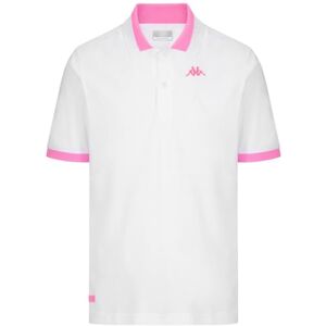 Kappa Neon Polo Herr Bekväm och snygg sportpolo, Vit och Neon Fuchsia, Storlek L Kappa Neon Polo Herr Bekväm och snygg sportpolo, Vit och Neon Fuchsia, Storlek L