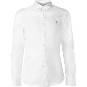 Farah Herr Brewer Slim Fit Oxford skjorta i bomull, Vitt, XXS Farah Herr Brewer Slim Fit Oxford skjorta i bomull, Vitt, XXS