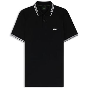 Boss Herr Paul Stretch-bomull slim-fit pikétröja med varumärke, Svart, XL Boss Herr Paul Stretch-bomull slim-fit pikétröja med varumärke, Svart, XL