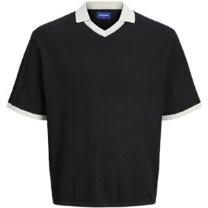 JACK & JONES Jorgramercy Knit Ss retro polo, svart, XS JACK & JONES Jorgramercy Knit Ss retro polo, svart, XS