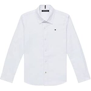 Tommy Hilfiger Solid Stretch Poplin skjorta L/S skjorta pojke skjorta, Vitt och blått, 5 �r Tommy Hilfiger Solid Stretch Poplin skjorta L/S skjorta pojke skjorta, Vitt och blått, 5 �r