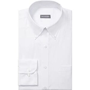 Van Heusen Pinpointskjorta för herr, normal passform, enfärgad, button down-krage, kostymskjorta, Vitt, 17.5" Neck 34"-35" Sleeve Van Heusen Pinpointskjorta för herr, normal passform, enfärgad, button down-krage, kostymskjorta, Vitt, 17.5" Neck 34"-35" Sleeve