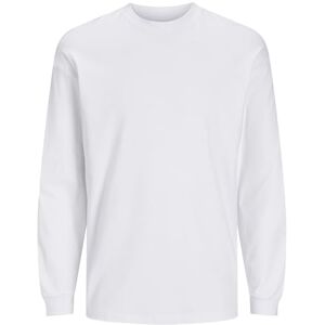 JACK & JONES T-shirt för män enfärgad rund hals t-shirt, Vit, XL JACK & JONES T-shirt för män enfärgad rund hals t-shirt, Vit, XL