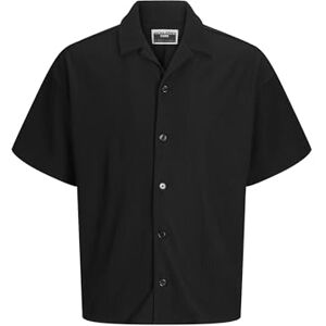 JACK & JONES Jcohorizon Plisse Resort Shirt Ss, svart, L JACK & JONES Jcohorizon Plisse Resort Shirt Ss, svart, L