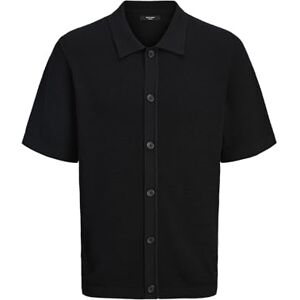 JACK & JONES Herr Jprblajones Knit Polo Ss, svart, XL JACK & JONES Herr Jprblajones Knit Polo Ss, svart, XL