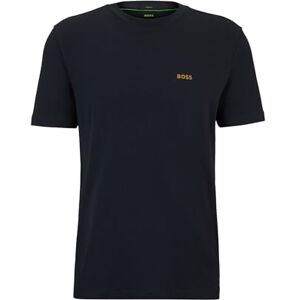 Boss T-shirt för män, normal passform, stretch bomull med kontrastlogotyp, Mörkblå401, S Boss T-shirt för män, normal passform, stretch bomull med kontrastlogotyp, Mörkblå401, S