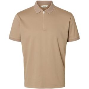 SELECTED MEN Slhfave Zip Ss Polo Noos, Savannah Tan, S SELECTED MEN Slhfave Zip Ss Polo Noos, Savannah Tan, S