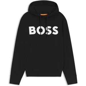 Boss Herr Webasic huvtröja med avslappnad passform i bomullsfrotté med stor logotyp, Svart1, S Boss Herr Webasic huvtröja med avslappnad passform i bomullsfrotté med stor logotyp, Svart1, S