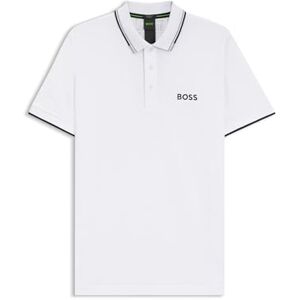 Boss Herr Paddy Pro Contrast-Logo pikétröja i bomullsblandning, Vit 100, 5XL Boss Herr Paddy Pro Contrast-Logo pikétröja i bomullsblandning, Vit 100, 5XL