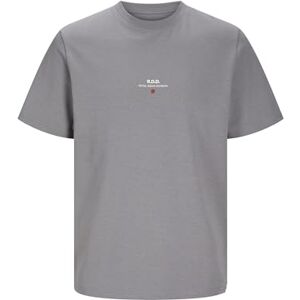 JACK & JONES T-shirt för män RDD tryckt T-shirt med rund hals, Grå flanell, XXL JACK & JONES T-shirt för män RDD tryckt T-shirt med rund hals, Grå flanell, XXL