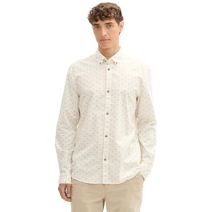 TOM TAILOR Denim herr slim fit skjorta med mönster, 36841 Vit multitriangel tryck, L TOM TAILOR Denim herr slim fit skjorta med mönster, 36841 Vit multitriangel tryck, L