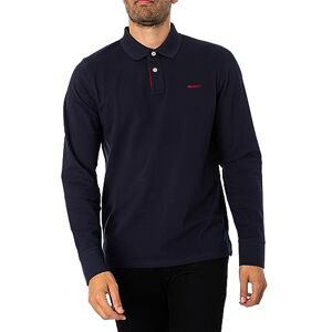 GANT Herr REG Contrast Pique LS Rugger pikétröja, Evening Blue, standard, Kvällsblå, M GANT Herr REG Contrast Pique LS Rugger pikétröja, Evening Blue, standard, Kvällsblå, M
