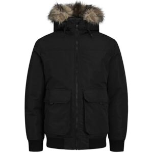 JACK & JONES Jjconstruct Faux Fur Bomberjacka för män, svart, M JACK & JONES Jjconstruct Faux Fur Bomberjacka för män, svart, M