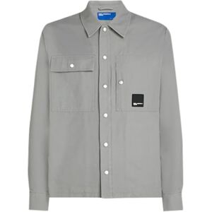 KARL LAGERFELD JEANS , Herr, Canvas Overshirtjacka, Vanlig Fit, Grå, XL KARL LAGERFELD JEANS , Herr, Canvas Overshirtjacka, Vanlig Fit, Grå, XL